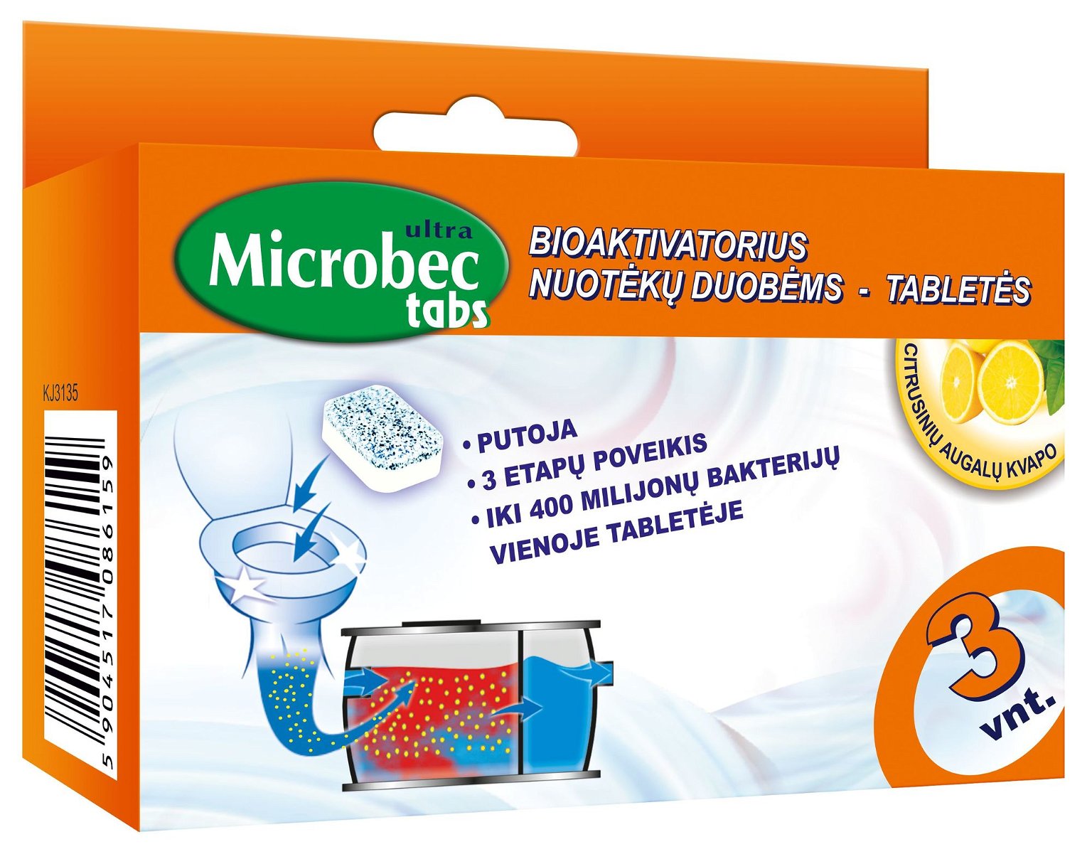Tabletės nuotekų duobėms BROS Microbex, 3 x 20 g