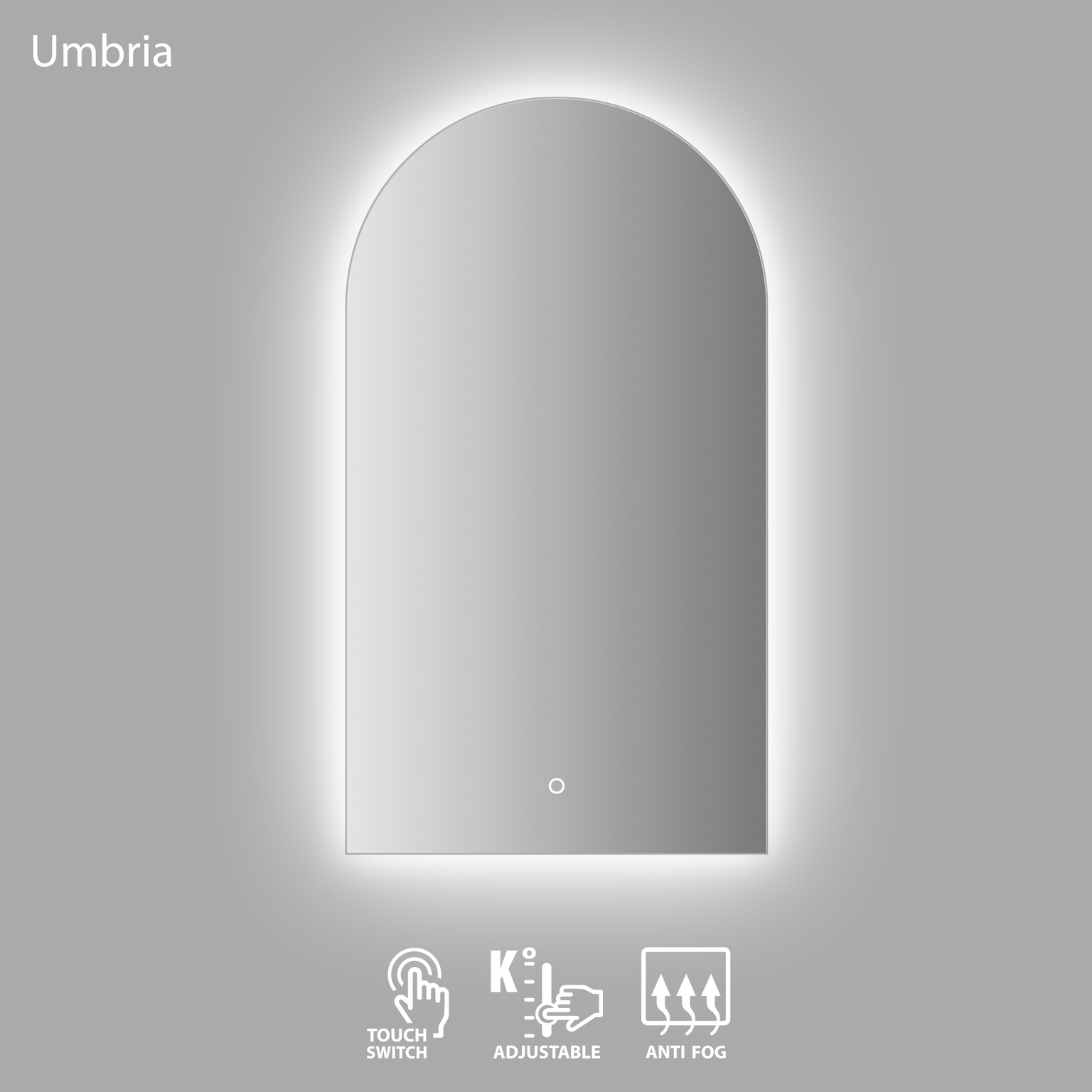 Vonios veidrodis VENTO UMBRIA, LED 2700-6500K, antiras., sens. jungikl., 50 x 90 cm-0