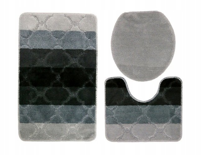 Vonios kilimėlių komplektas Bari1-18, 3 dalių, 50x80 cm, pilka/juoda