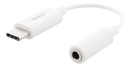 Adapteris DELTACO, USB-C, 3.5 mm, 11 cm, baltos sp.-0