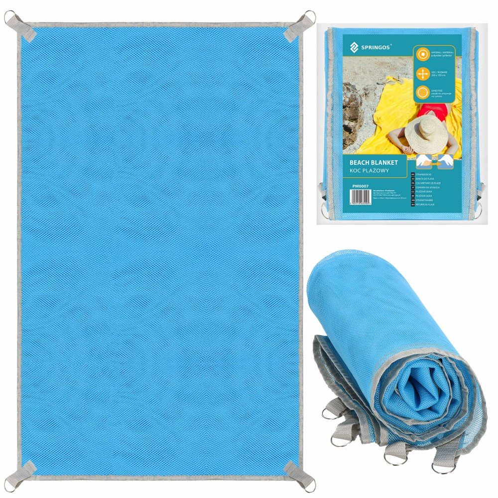 Paplūdimio kilimėlis SPRINGOS, mėlynos sp., 200 x 150 cm