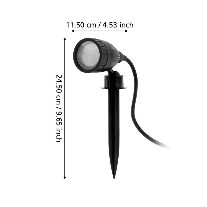 Įsmeigiamas lauko šviestuvas EGLO NEMA, IP44, GU10, 1x2,8W, juodos sp., 7x11x21,5cm - 6