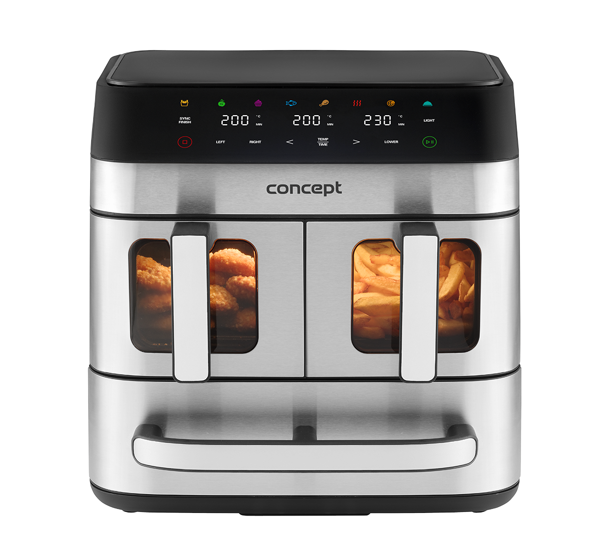 Karšto oro gruzdintuvė Concept Pizza Trio FR9000, sidabro/juoda, 2700 W, 18.5 l - 6