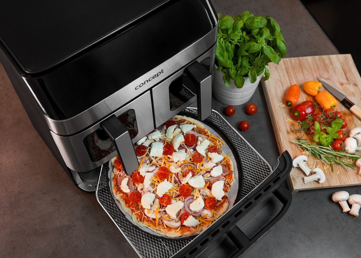 Karšto oro gruzdintuvė Concept Pizza Trio FR9000, sidabro/juoda, 2700 W, 18.5 l - 8