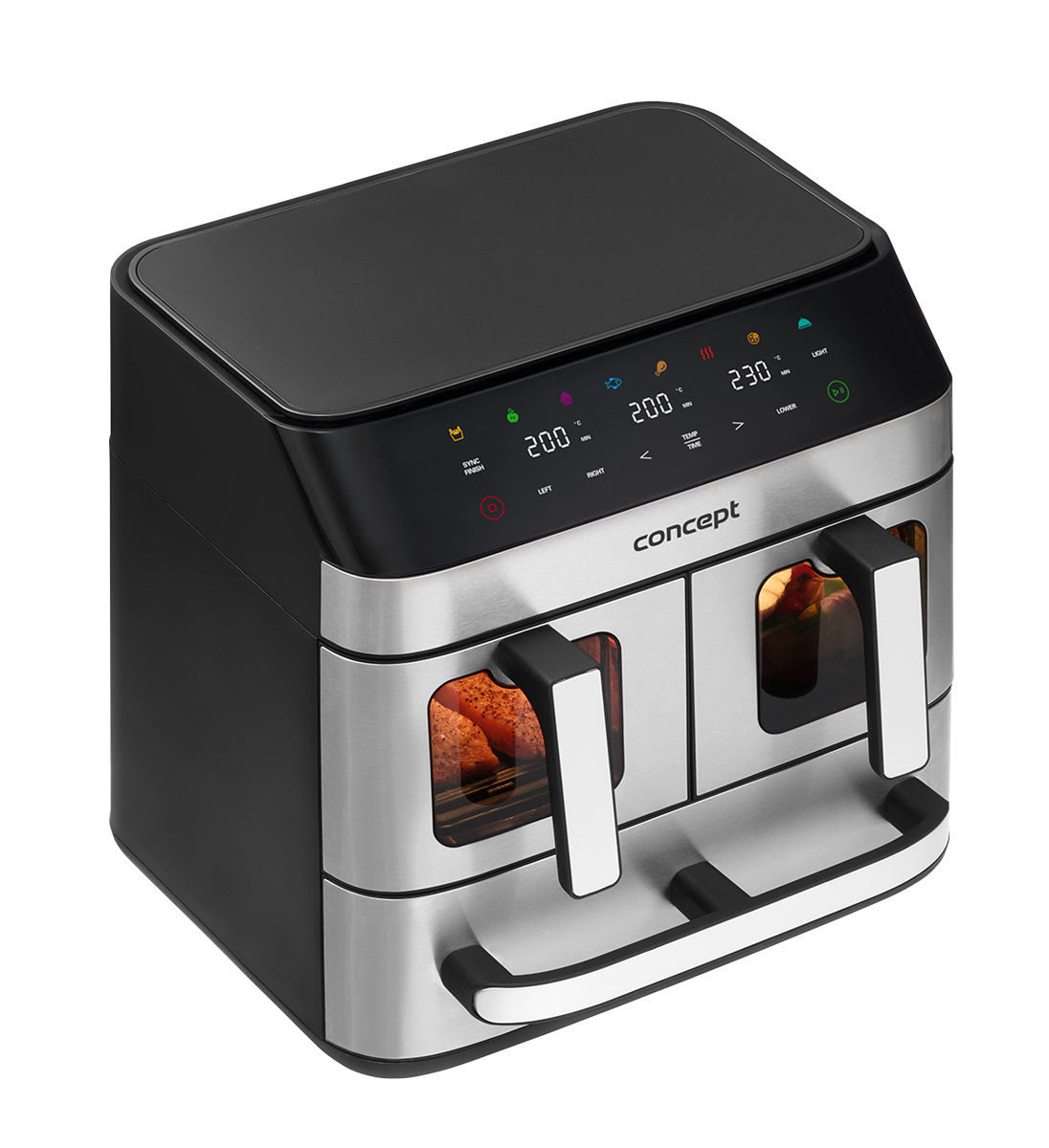 Karšto oro gruzdintuvė Concept Pizza Trio FR9000, sidabro/juoda, 2700 W, 18.5 l - 2