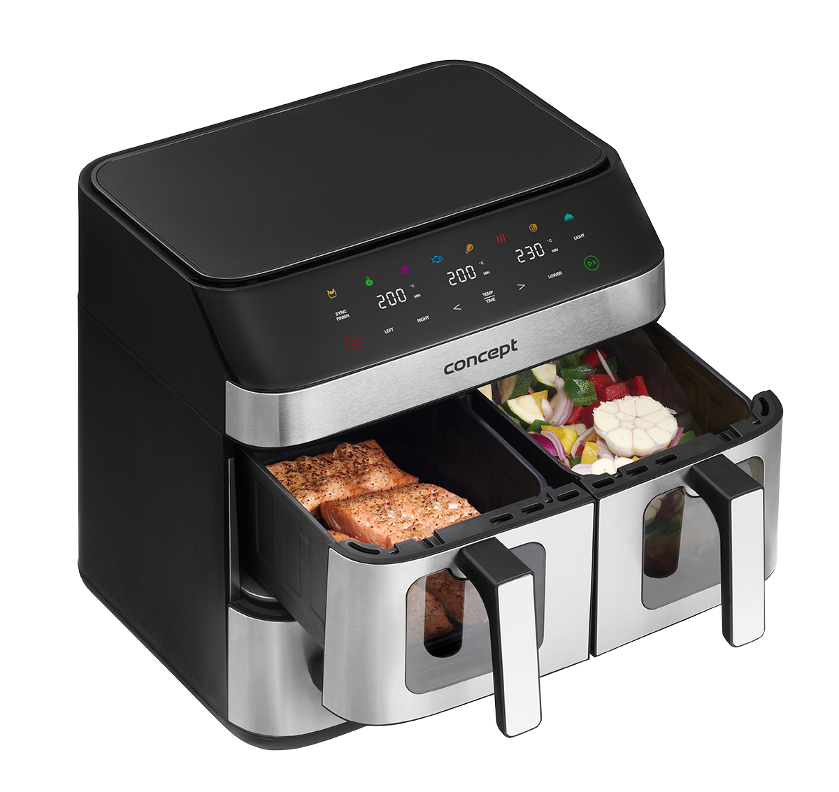 Karšto oro gruzdintuvė Concept Pizza Trio FR9000, sidabro/juoda, 2700 W, 18.5 l - 4