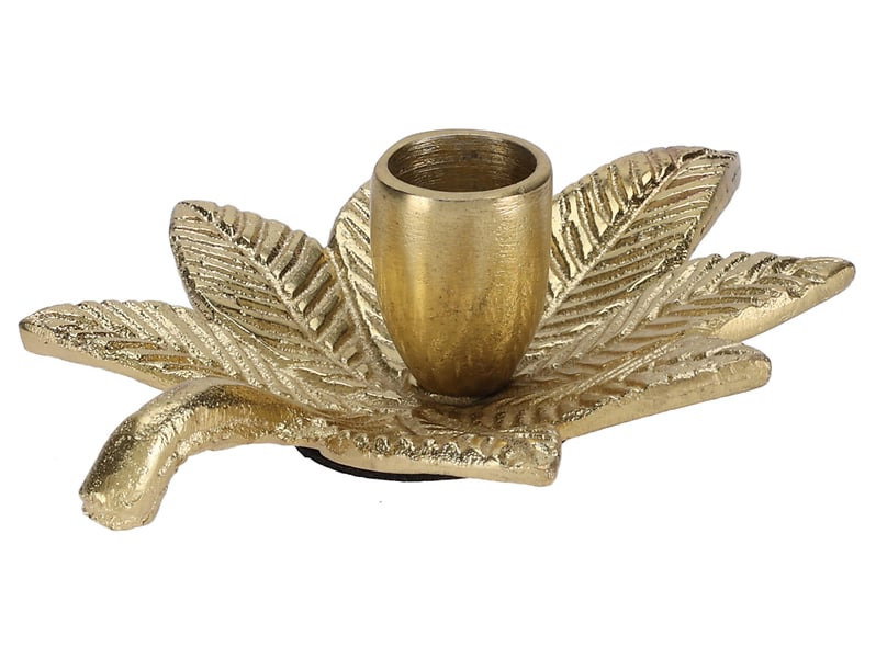 Metalinė žvakidė PALM LEAF, auksinės sp., 5,1 x 12 x 15 cm-0
