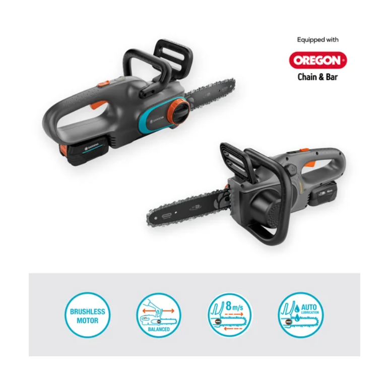 Akumuliatorinis grandininis pjūklas GARDENA PowerSaw 250/18V P4A, 18 V, 4,0 Ah, 25cm, 8m/s - 4