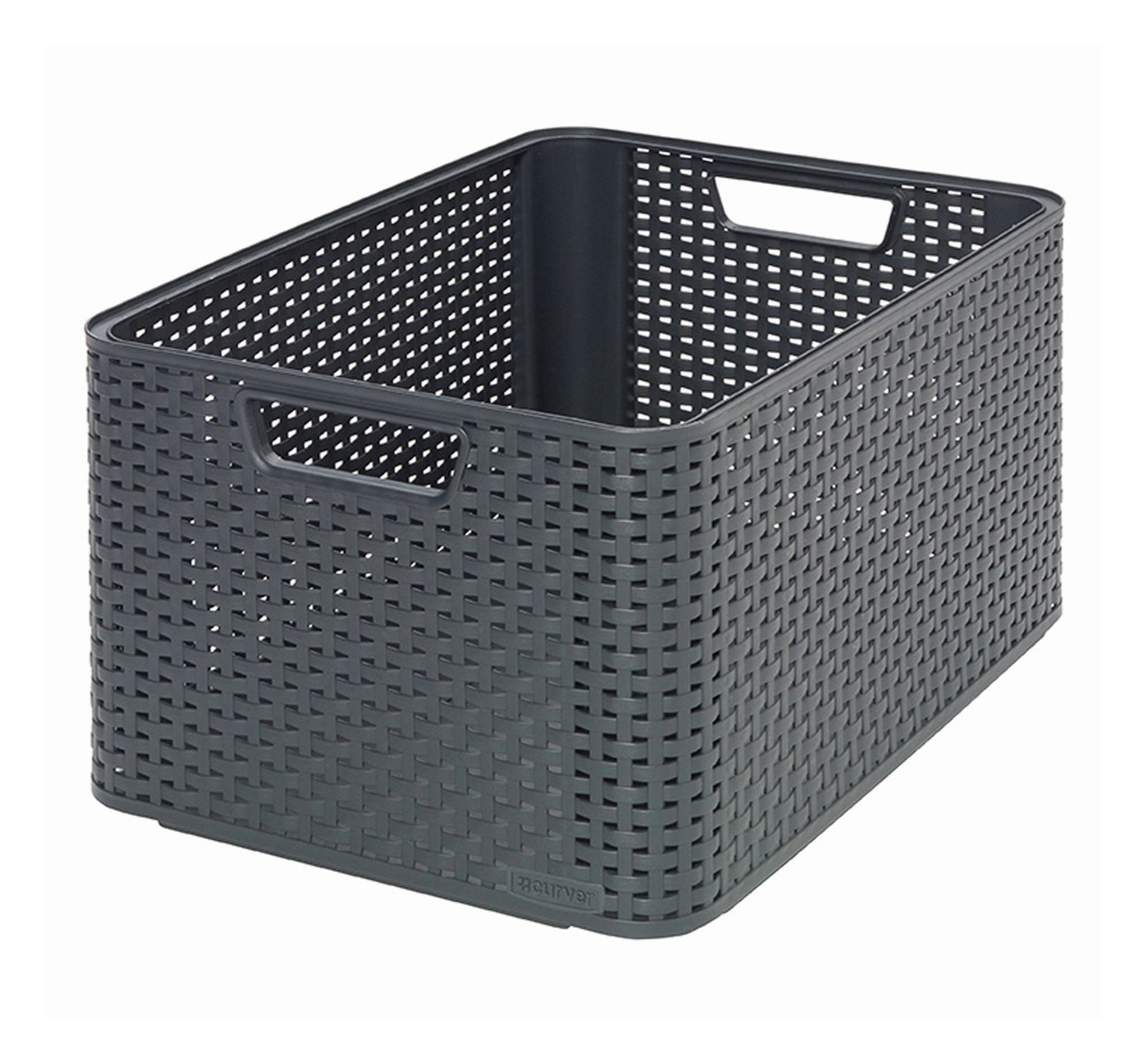 Plastikinis krepšys CURVER RATTAN STYLE, L, tam. pilkos sp., 44 x 33 x 23 cm, 30 l-0