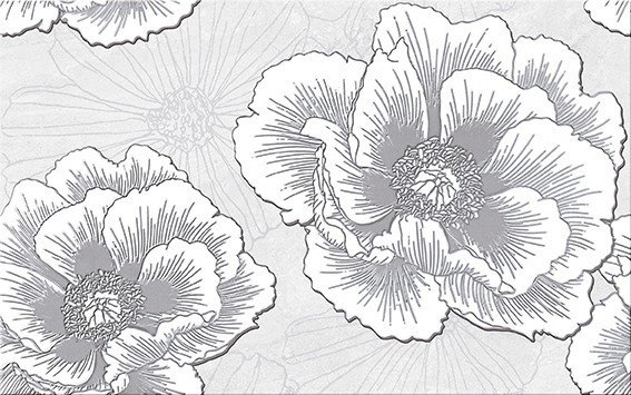 Keraminė sienų plytelės FERRATA GREY INSERTO FLOWER 25 x 40 cm