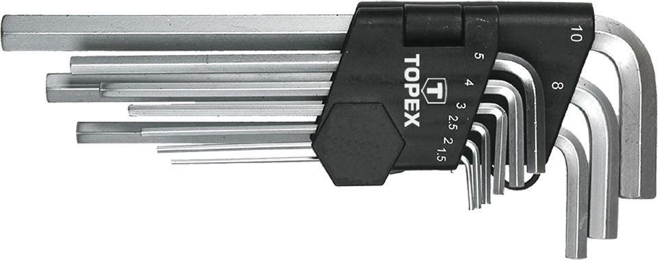 Šešiakampių raktų komplektas TOPEX, 1,5-10 mm, HEX tipo, 9 vnt.