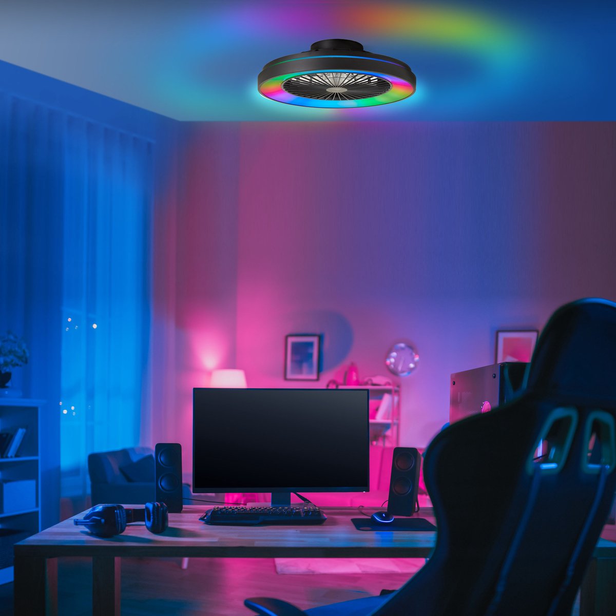LED šviestuvas-ventiliatorius BRILLIANT MAZZARO 40W CCT3000-6500K RGB 4700lmØ48cm su pultu - 4