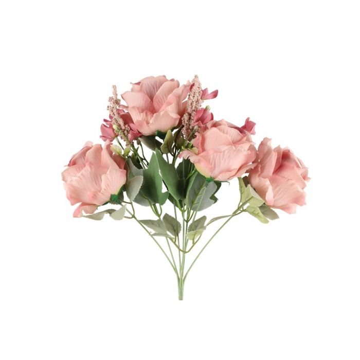 Dirbtinių gėlių puokštė ROSE, rožinės sp., 37 cm