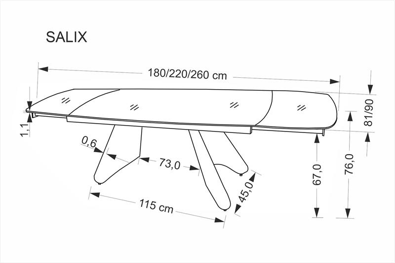 Valgomojo stalas SALIX, 180–260 x 90 cm, travertino - 8