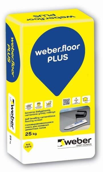 Savaime išsilyginantis grindų mišinys WEBER.FLOOR PLUS, 2-30 mm, 25 kg