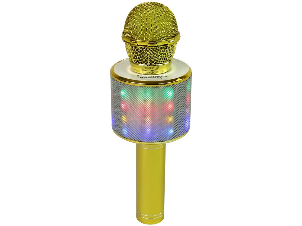 Belaidis karaoke mikrofonas su garsiakalbiais ir įrašymo funkcija WS-858, auksinis - 5