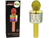 Belaidis karaoke mikrofonas su garsiakalbiais ir įrašymo funkcija WS-858, auksinis - 4