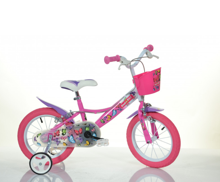 Vaikiškas dviratis BIMBO BIKE Girl Buterfly, 16 dydis, baltos/rausvos sp.-0