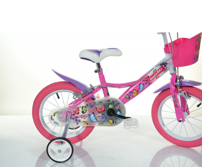 Vaikiškas dviratis BIMBO BIKE Girl Buterfly, 16 dydis, baltos/rausvos sp.-1