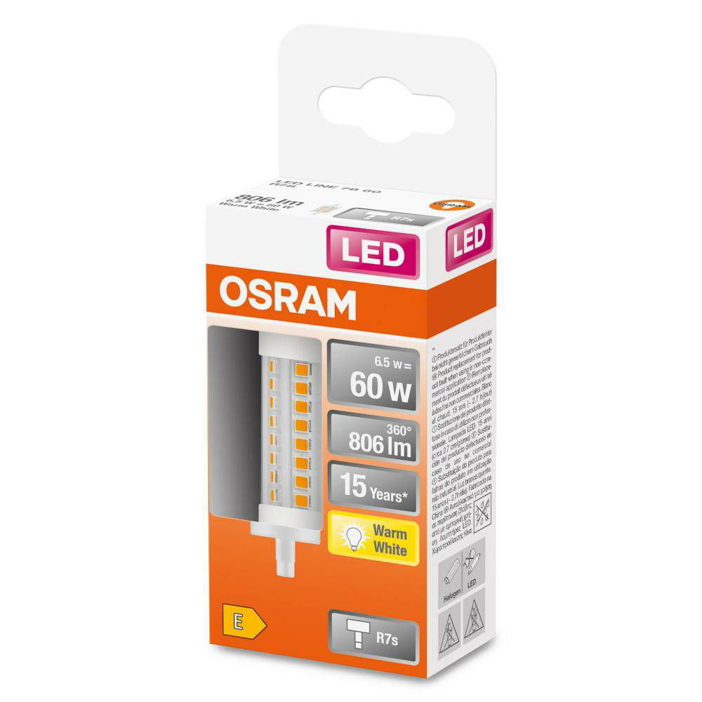 LED lemputė OSRAM, R7S, 6,5W, 2700 K, 806 lm, šiltai baltos sp. - 2