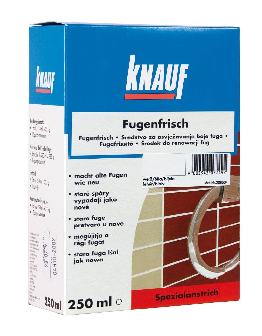 Plytelių siūlių atnaujinimo priemonė KNAUF FUGENFRISCH WEISS, baltos sp., 250 ml