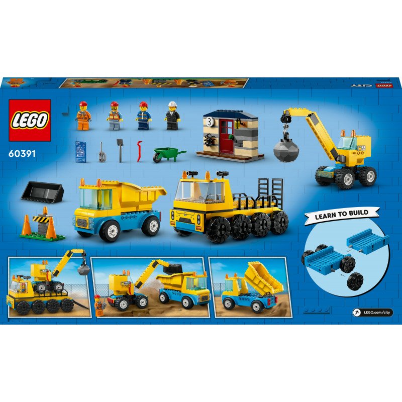 Konstruktorius LEGO City Construction Trucks and Wrecking Ball Crane 60391 - 2