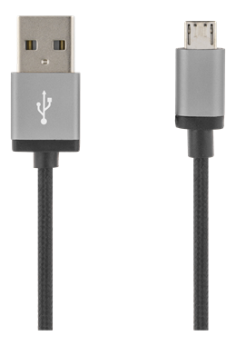 USB kabelis DELTACO MICRO-113F, pintas, USB-A ma - USB Micro B ma, 2m, 2.4A, USB 2.0 - 2