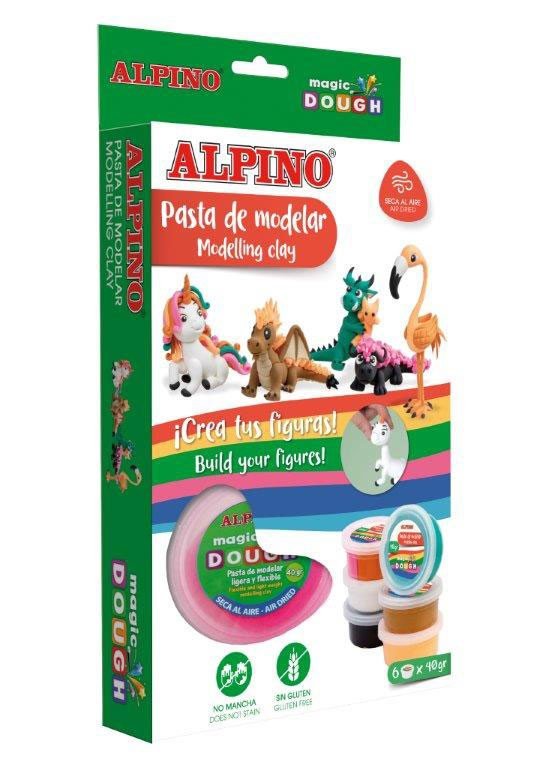 Modelinas ALPINO Magic Dough FANTASY ANIMALS, 6 spalvos po 40 g