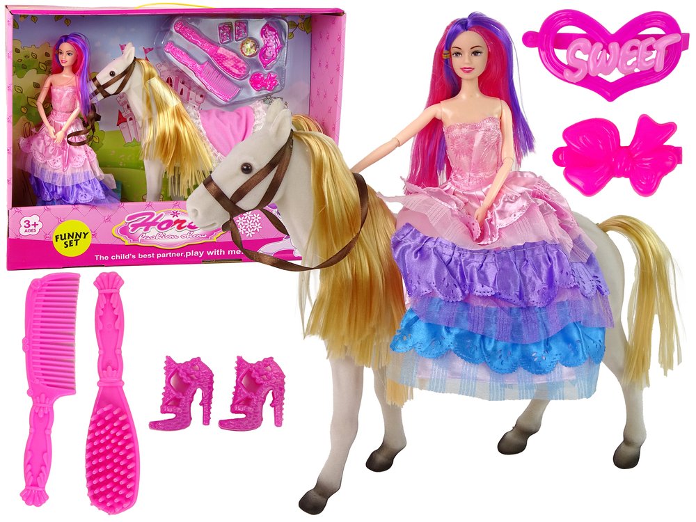 Lėlė princesė su žirgu ir aksesuarais