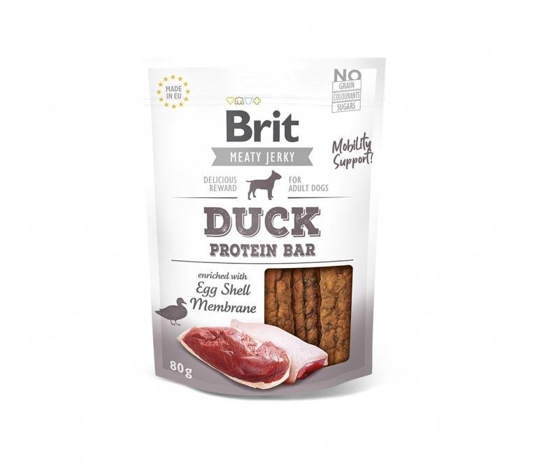 Skanėstas šunims Brit Jerky Duck Protein Bar su antiena 80g.