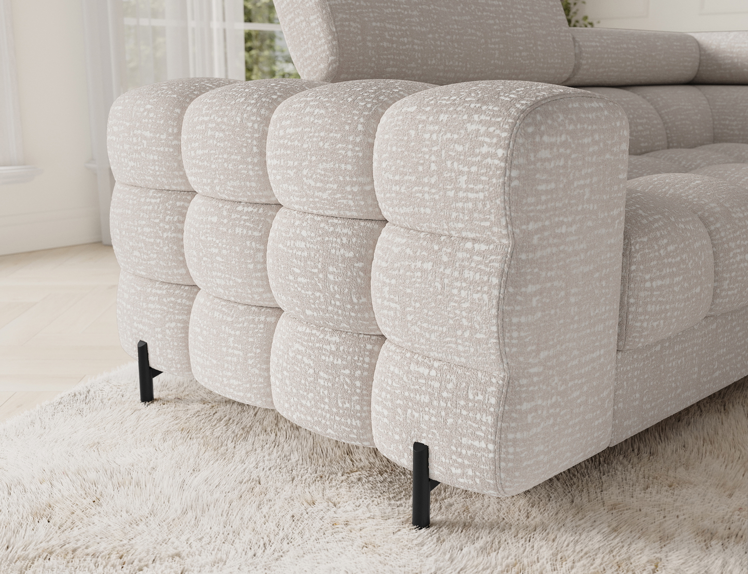 Kampinė sofa - lova Fectory, šviesiai smėlinė, 346 x 205 cm x 93 cm - 7