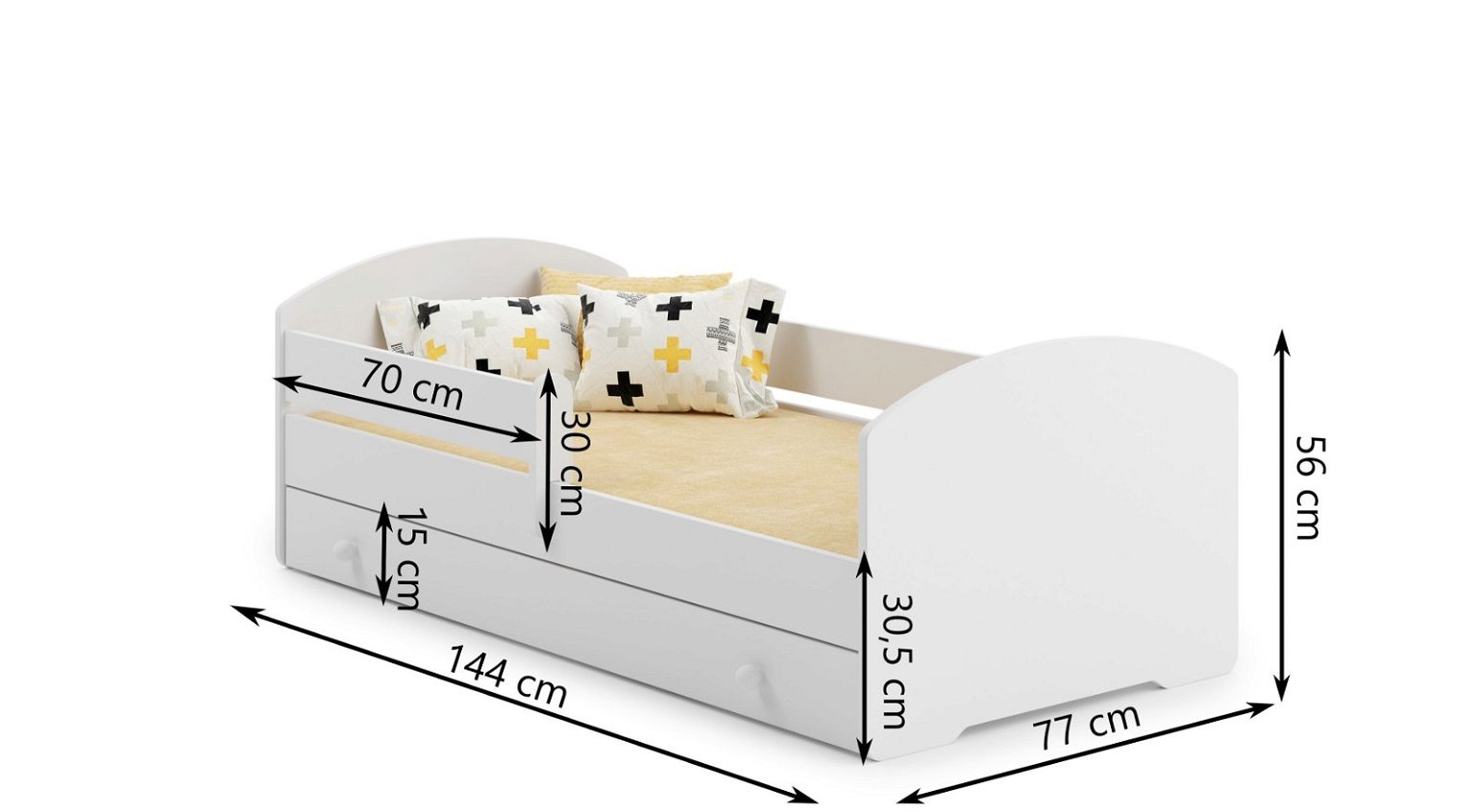 Vaikiška lova su stalčiumi LUK Bar Pink Princess, 140x70 cm - 3