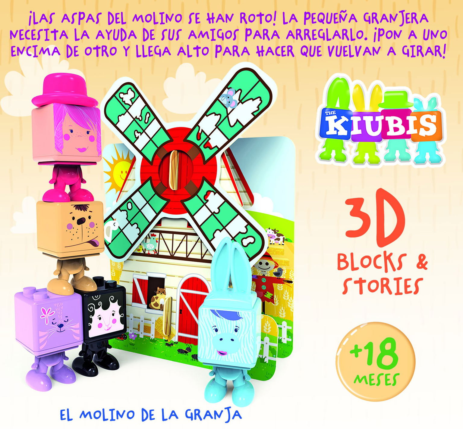 Kūdikių žaidimai 3D THE  KUBIS, THE FARM MILL, 2-4 metų - 2