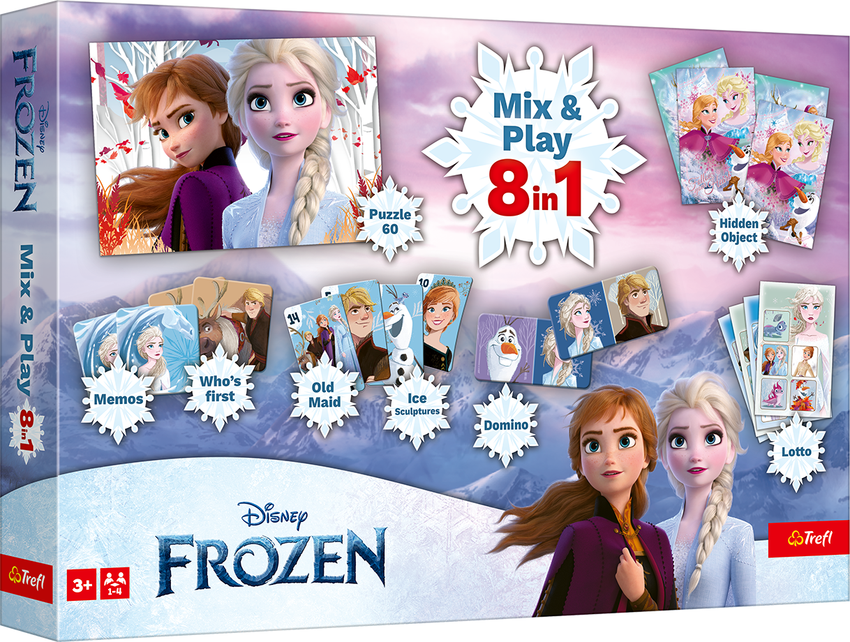 Stalo žaidimų rinkinys TREFL FROZEN 8in1 Mix&play - 2