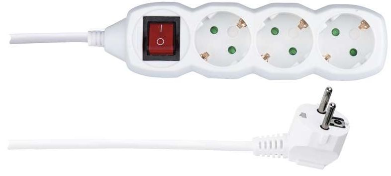 Ilgiklis EMOS, 3 lizdai, 1,5 m, 3x1.5mm², apsauga nuo vaikų, jungtukas, baltos sp.-0