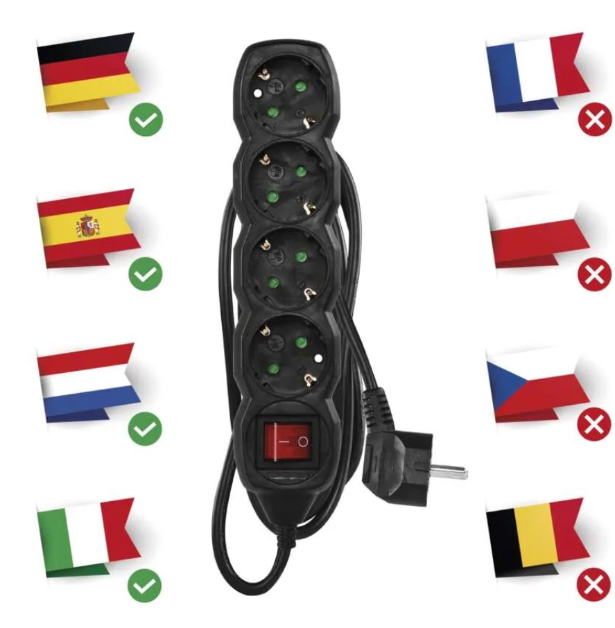 Ilgiklis EMOS, 4 lizdai, 3 m, jungtukas, juodos sp. - 4
