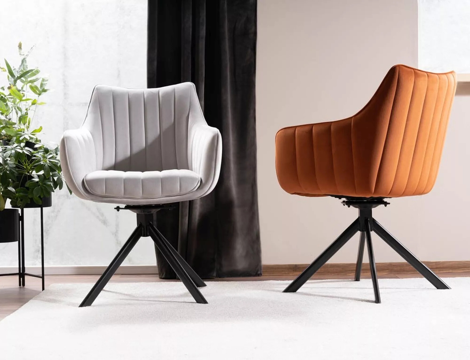 Kėdė AZALIA VELVET, juoda/pilka - 6