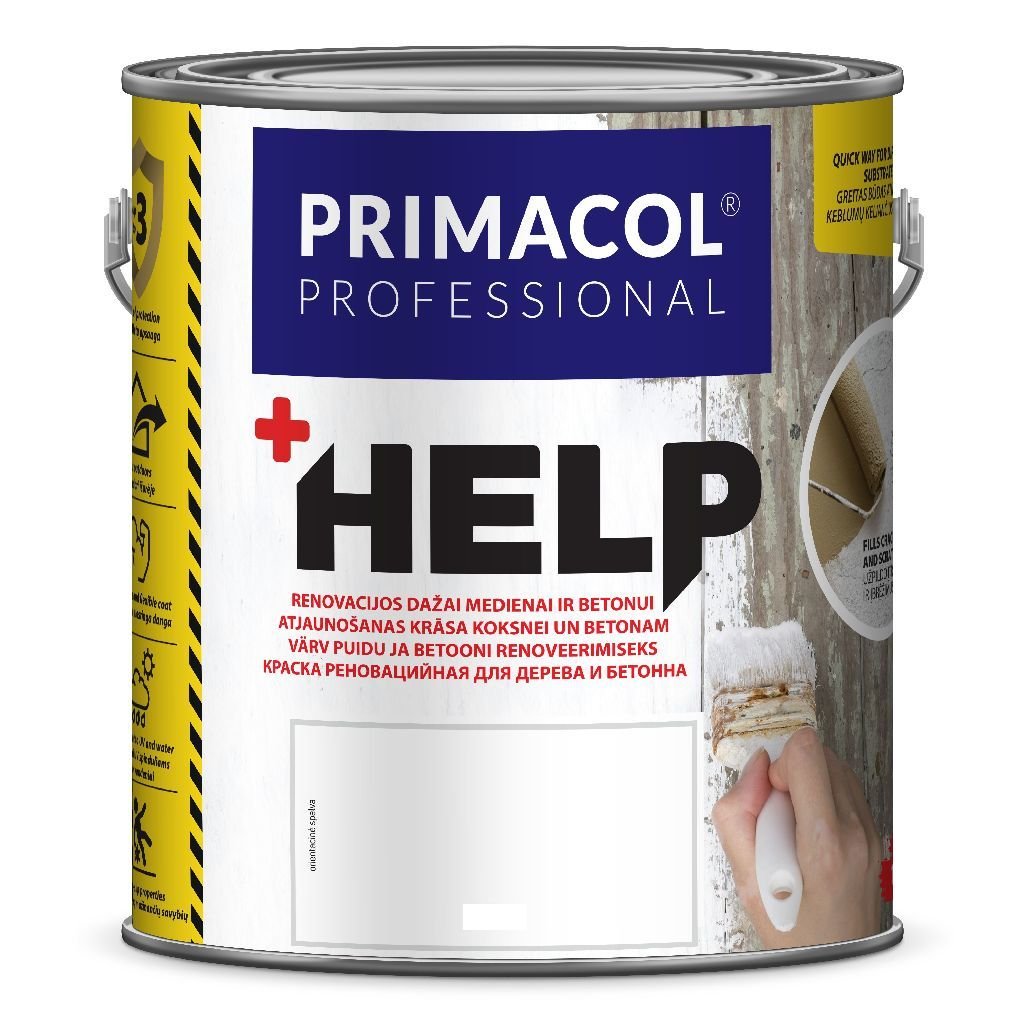 Renovaciniai dažai PRIMACOL HELP, šviesiai pilkos sp., 2,5 l