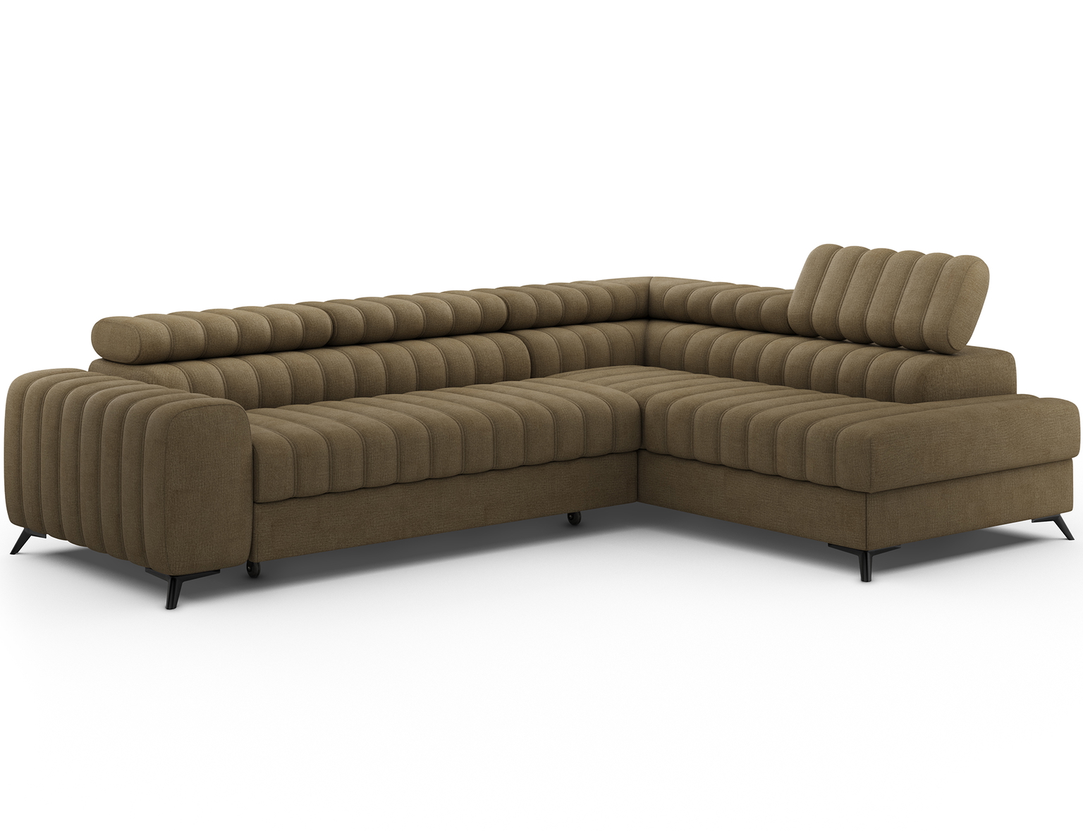 Kampinė sofa - lova Kanedo Nube 20, šviesiai ruda sp., dešininė, 204 x 269 cm x 86 cm - 3
