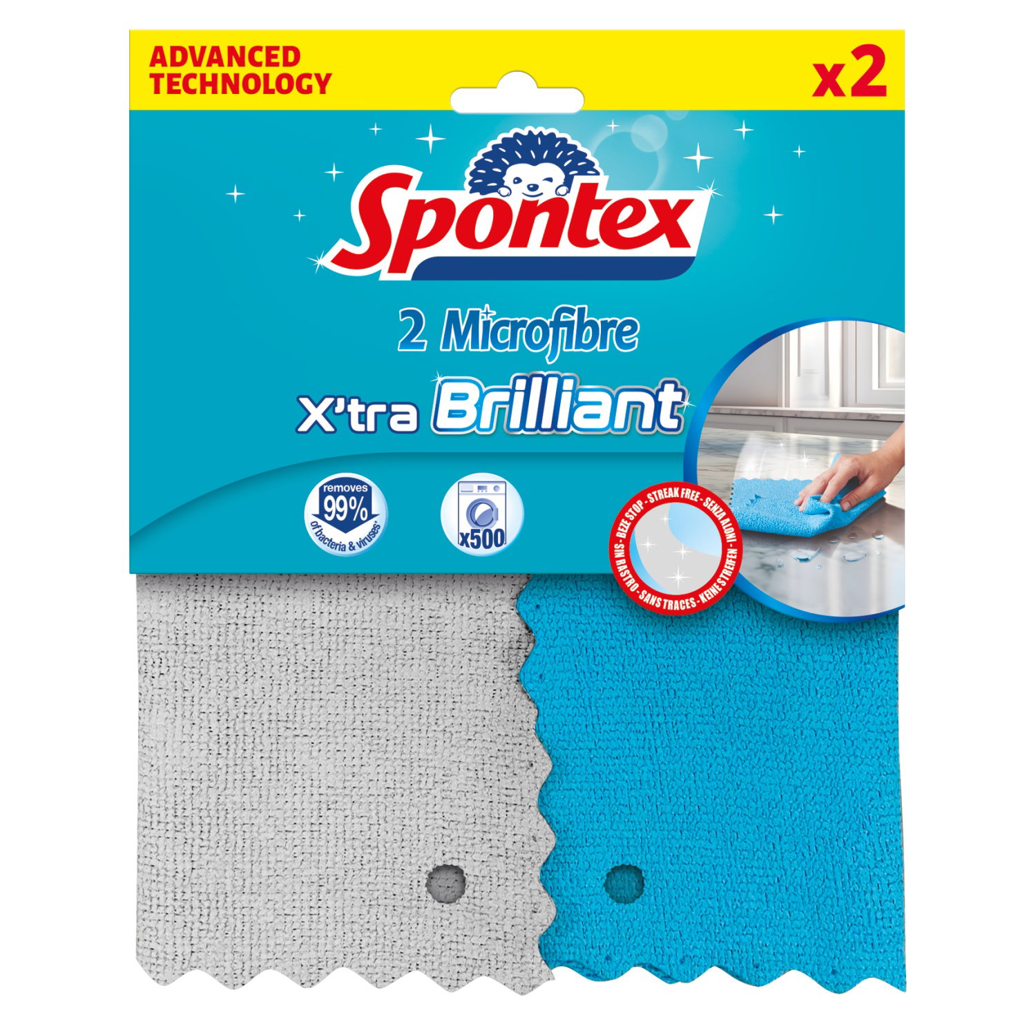 Mikropluošto šluostės SPONTEX X'tra Brilliant, 2 vnt-0