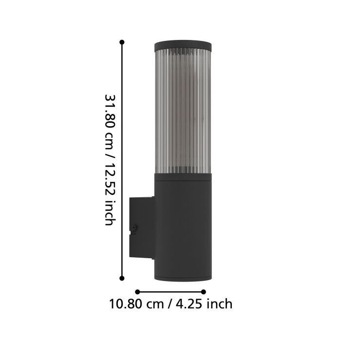 Sieninis lauko šviestuvas EGLO SALLE, IP54, E27, 1x15W, juodos sp., 8,1x11,5x32,6cm - 5