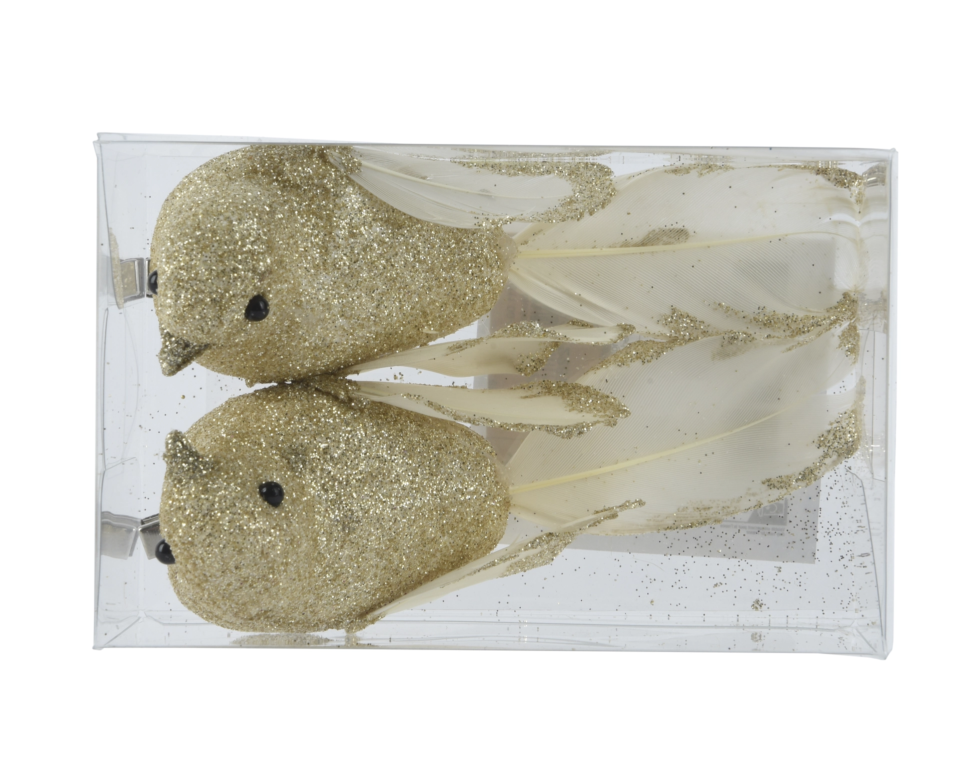 Įsegamų kalėdinių dekoracijų rinkinys BIRD, auksinės sp., 2 rūšys, 4 x 4,5 x 11 cm, 2 vnt-1