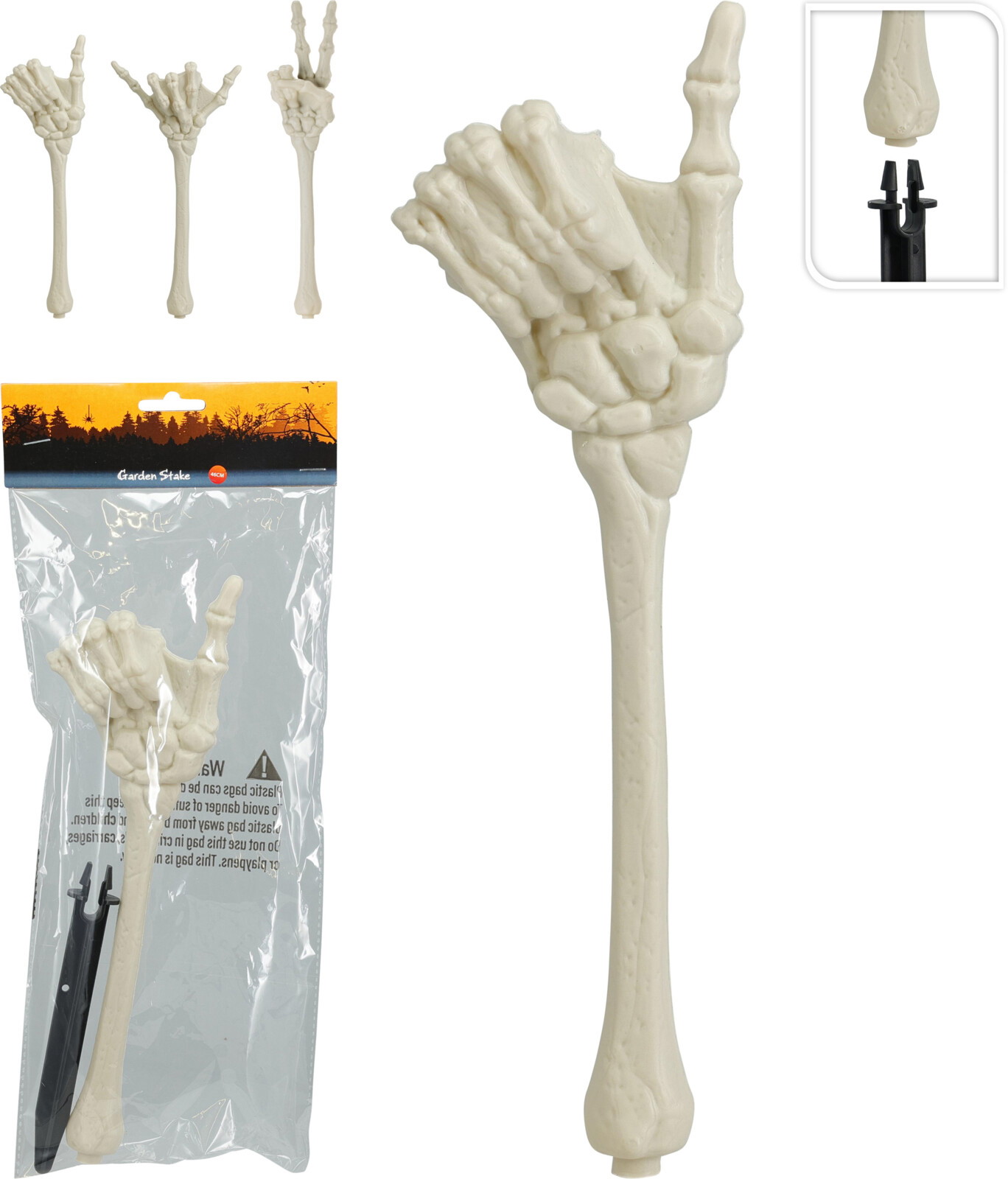 Dekoracija HALLOWEEN GARDEN STAKE, baltos sp., 3 rūšių, 3 x 16 x 37 cm-0