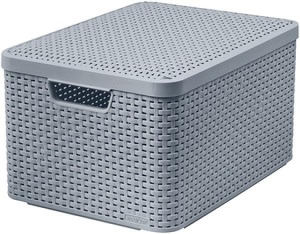 Plastik. daiktadėžė su dangčiu CURVER RATTAN STYLE, L, šv. pilkos sp., 44,5x33xh25 cm, 30l-0