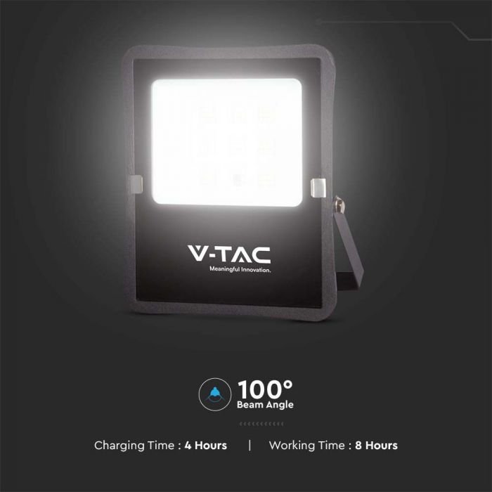 LED prožektorius V -TAC, įkraunamas saulės energija, IP65, 4000 K, 1200 lm, su pultu, juodos spalvos - 4