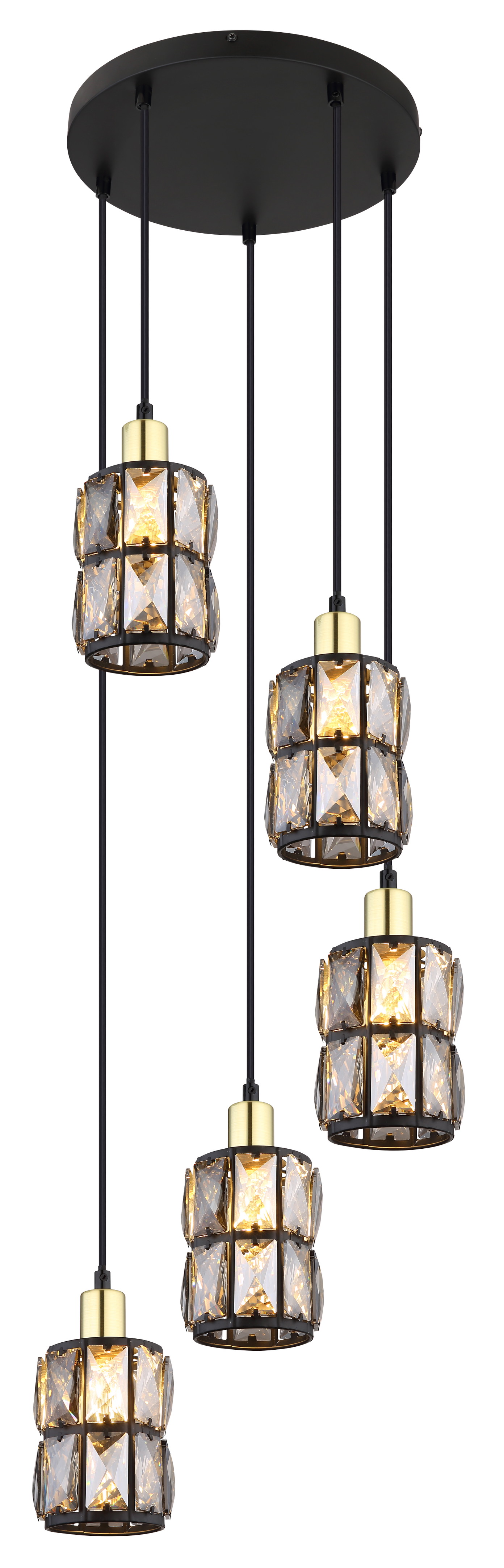 Pakabinamas šviestuvas GLOBO Wolli, 5 x E14, 40W, matinės juodos sp., ø30 x 120 cm-0