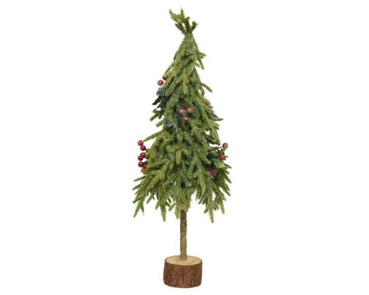 Kalėdinė dekoracija MINI TREE RED BERRIE, žalios sp., 45 cm., 1 vnt.