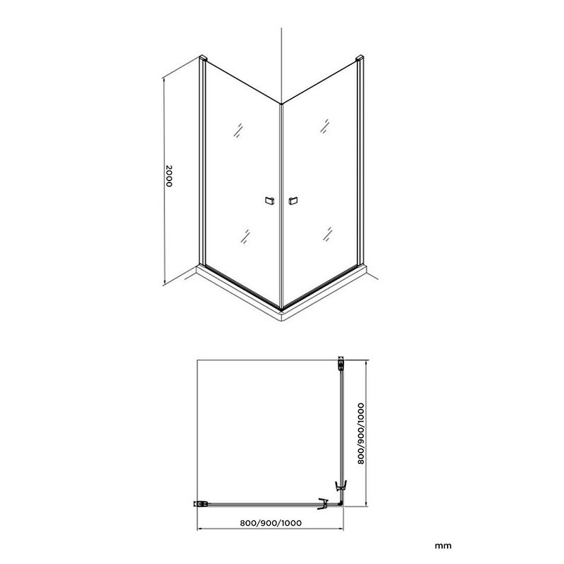 Dušo kabina MESINA Black DD 80x80 - 7