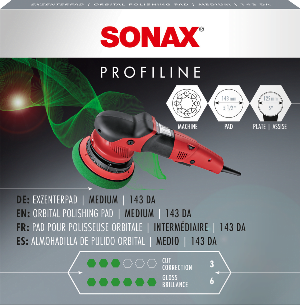 Vidutinio kietumo poliravimo padas orbitinei mašinėlei SONAX, 143mm-1