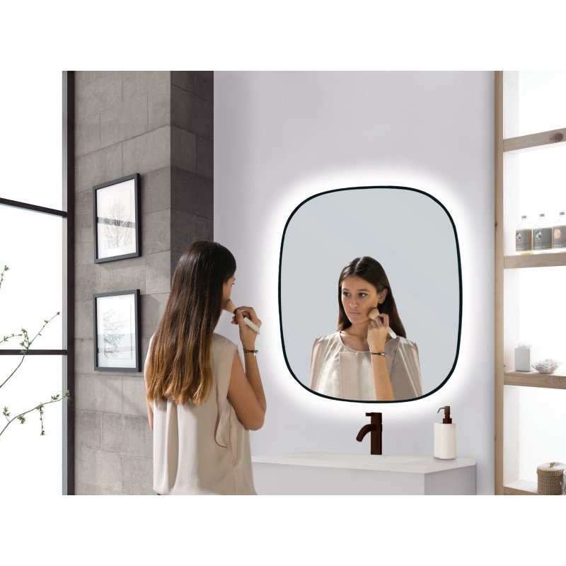 Vonios veidrodis su LED apšvietimu iš galo FOCCO SHARON LED 5700K , juodos sp., 60 x 70 cm